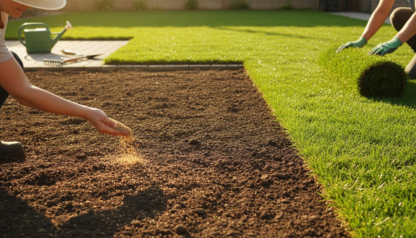 Såning og rulning af græs